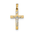 14k Polished INRI Crucifix Cross Pendant