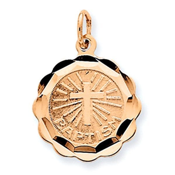Baptism Round Diamond-Cut Round Charm