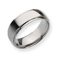 Titanium Polished Ridged Edge 8mm Wedding Band