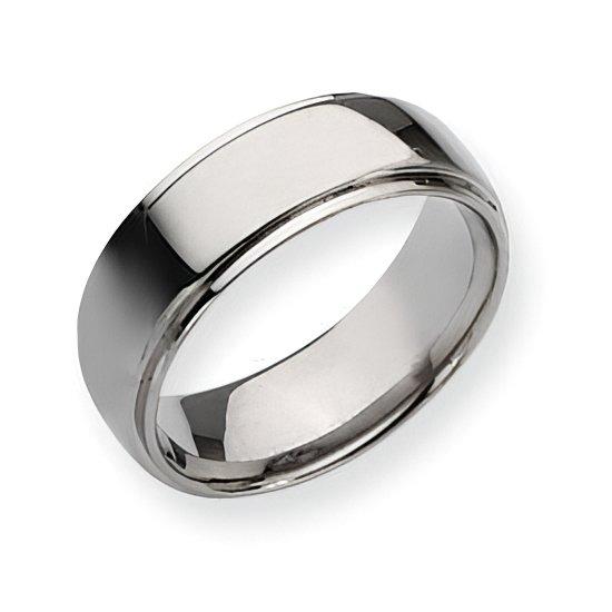 Titanium Polished Ridged Edge 8mm Wedding Band