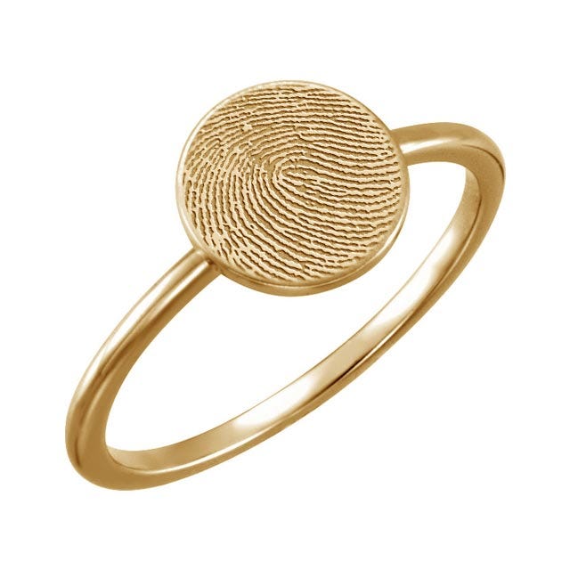 Custom Fingerprint Women's Fingerprint Round Signet Ring