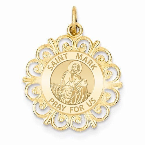 Saint Mark Round Filigree Religious Medal  "EXCLUSIVE"