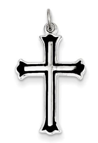 Sterling Silver Enameled Cross Charm