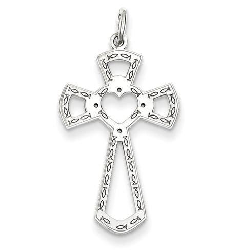 Sterling Silver Laser Designed Cross Pendant