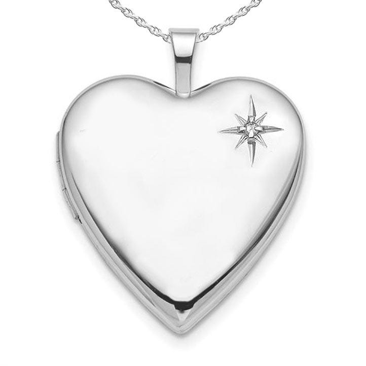 Silver Engravable Diamond Heart Photo Locket