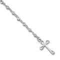 Sterling Silver & Freshwater Cultured Pearl Rosary Cross Bracelet - 7.5 Inch Sterling Silver Rosary Bracelet