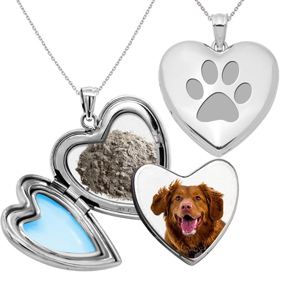 Dog Paw Print Cremation & Hair Photo Locket