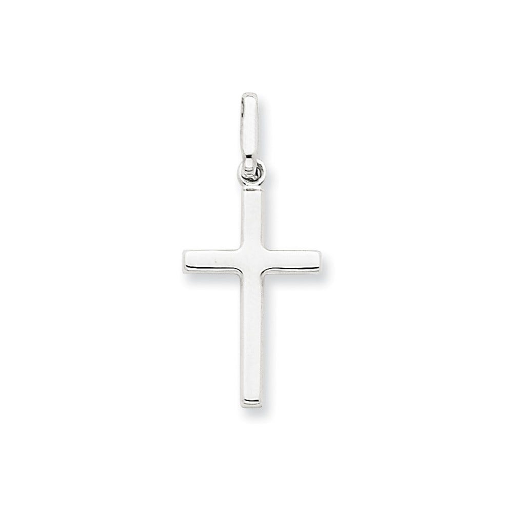 14k White Gold Hollow Cross Pendant