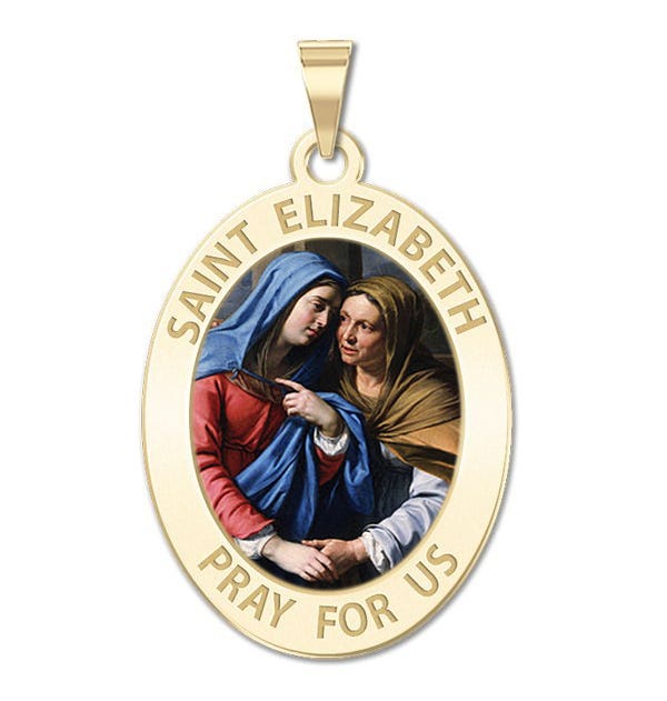 Saint Elizabeth (Mary's Cousin) Oval Religious Medal Color