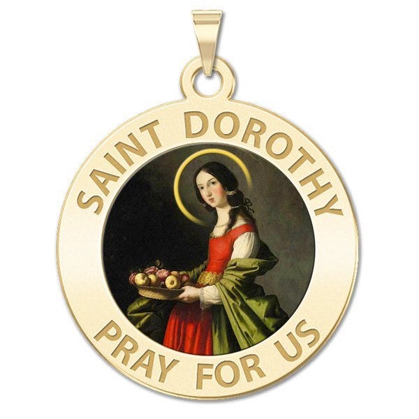 Saint Dorothy Round Religious Medal "Color EXCLUSIVE"