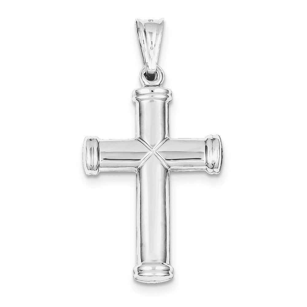 Sterling Silver Rhodium-plated Hollow Reversible Cross Pendant