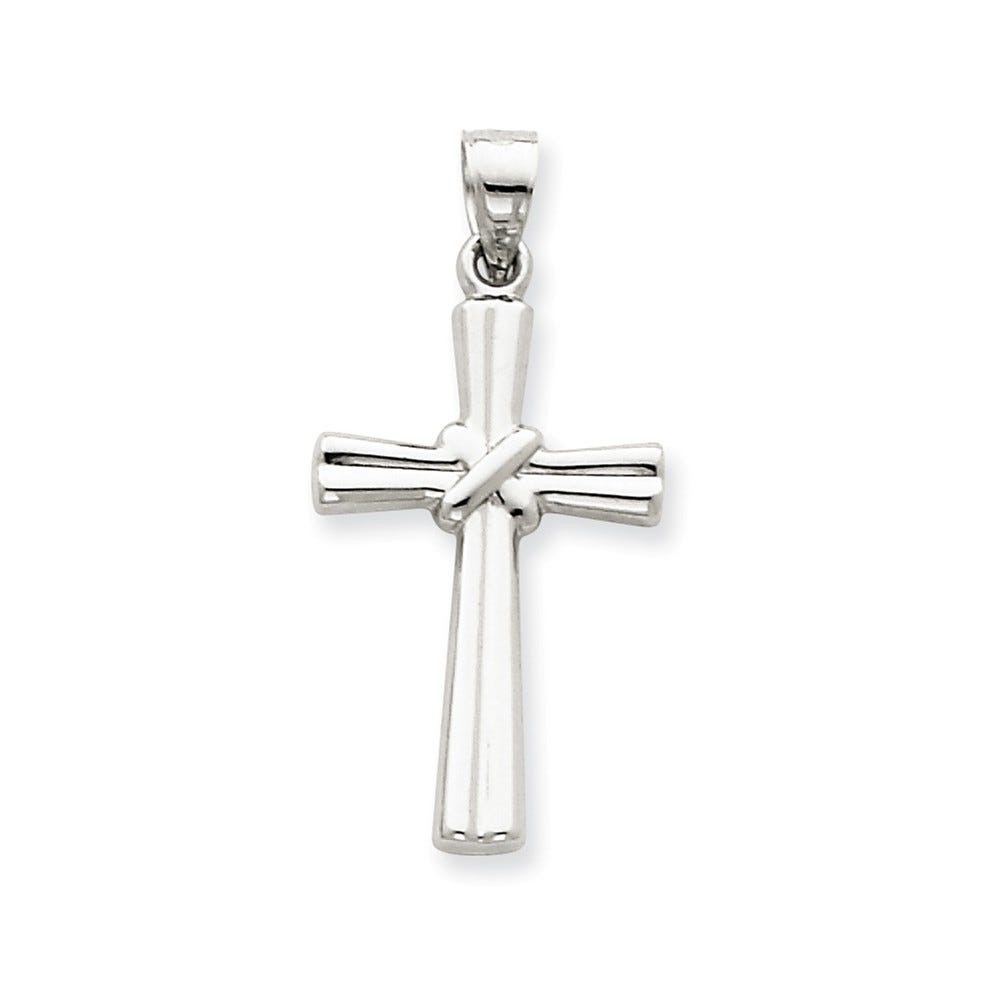 14k White Gold Hollow Cross Pendant