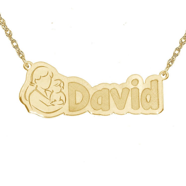 Personalized Mother's & Son Pendant w/ 18" Chain