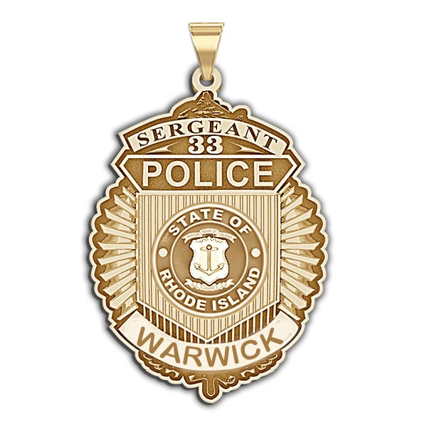 Personalized Rhode Island Police Badge with Your Rank, Number & Department