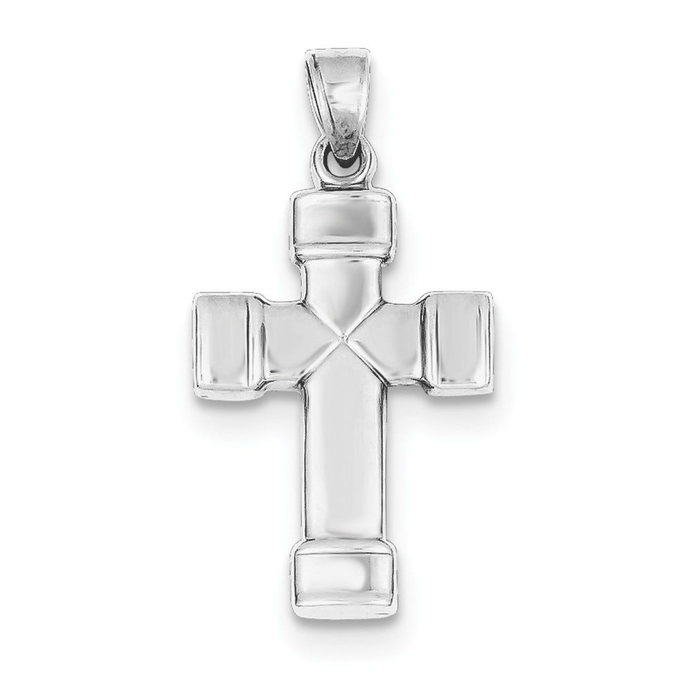 Sterling Silver Rhodium-plated Hollow Reversible Cross Pendant
