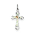 Sterling Silver Rhodium-plated with Enamel Cross Pendant