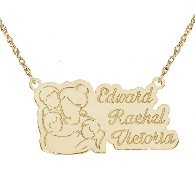 Personalized Mother with Two Daughters and One Son Pendant w/ 18" Chain