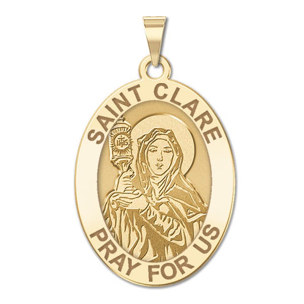 Saint Clare of Assisi OVAL Religious Medal