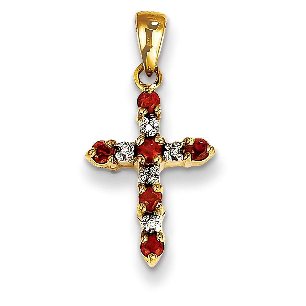 14k Garnet & Diamond Cross Pendant