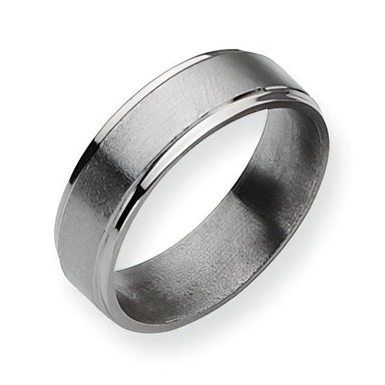Titanium Ridged Edge 6mm Brushed and Polished Wedding Band