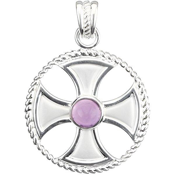 Genuine Amethyst Maltese Rope Cross