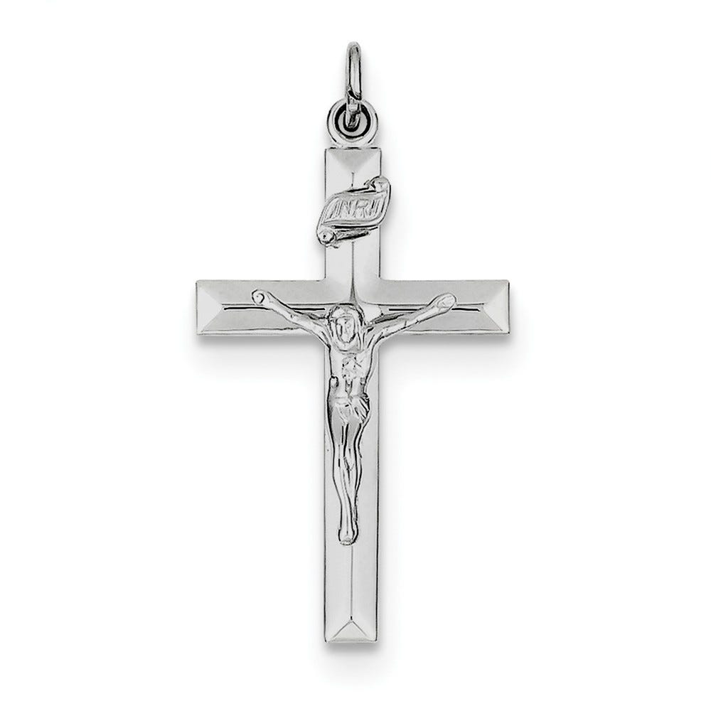 Sterling Silver Rhodium-plated INRI Crucifix Pendant