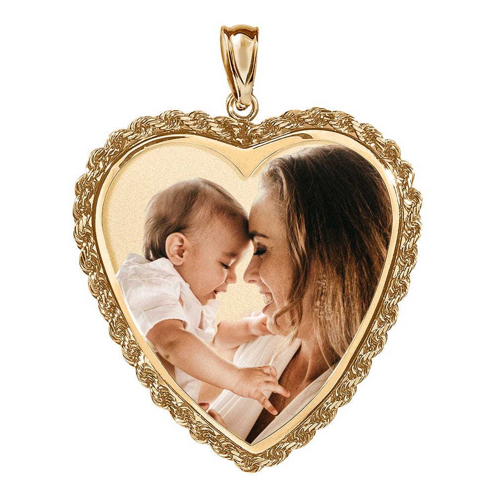 Large Heart with Rope Frame Photo Necklace