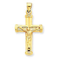 14k Yellow Gold Reversible Hollow Crucifix /Cross Pendant