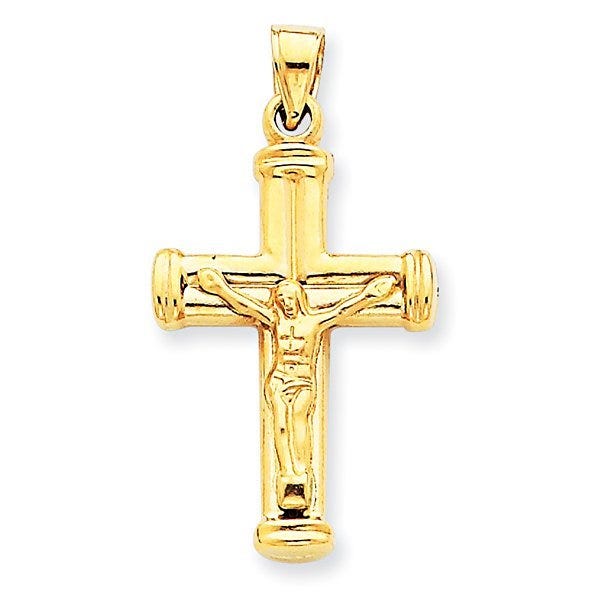 14k Yellow Gold Reversible Hollow Crucifix /Cross Pendant