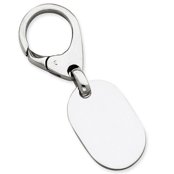 Engravable Sterling Silver Keychain - Sterling Silver 3/4 Inch Wide x 1 1/2 Inch Tall