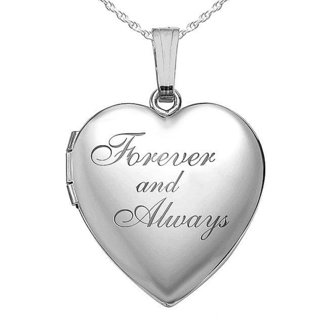 Silver Forever & Always Heart Photo Locket