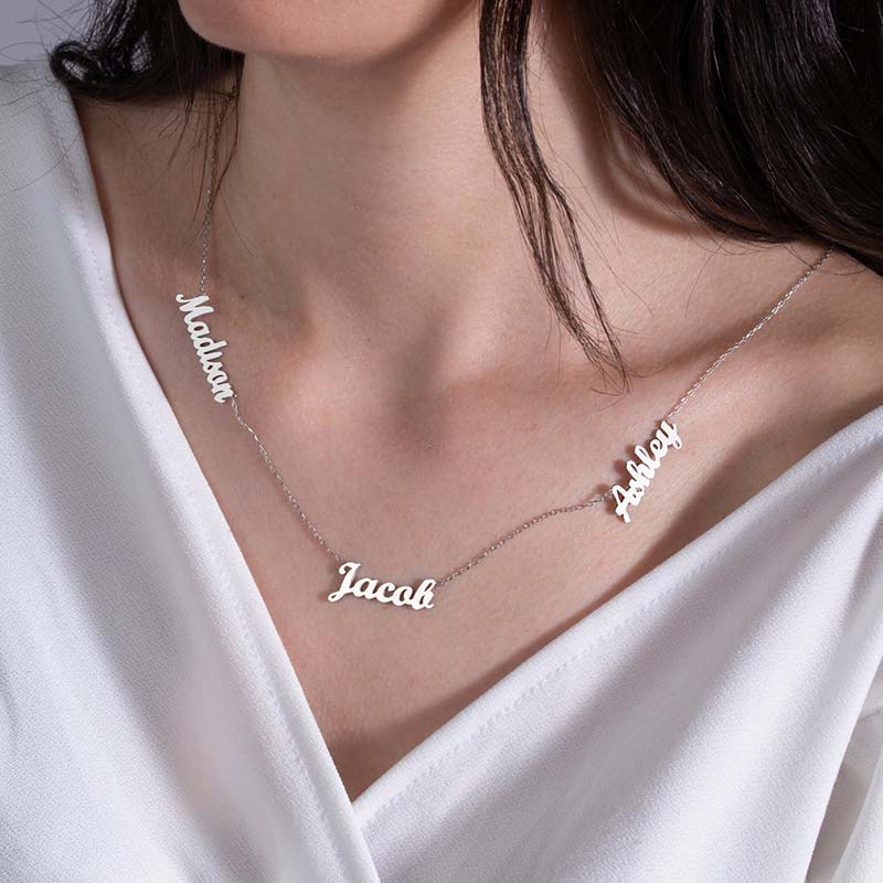 Sterling Silver Personalized Multiple Name Necklace with Chain Included