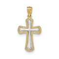 14k Rhodium Polished Cross Pendant