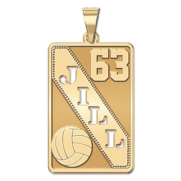 Personalized Volleyball Pendant w/ Cut-out Name & Number