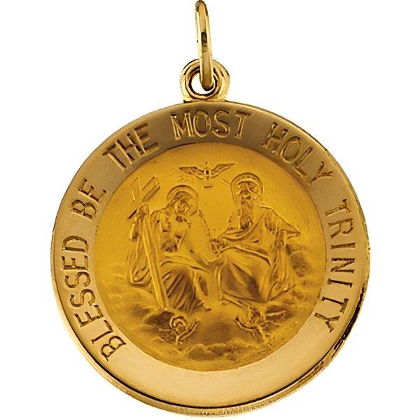 14K Gold Holy Trinity Religious Medal