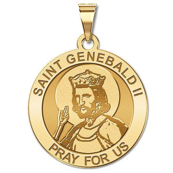 Saint Genebald II Round Religious Medal - "EXCLUSIVE"