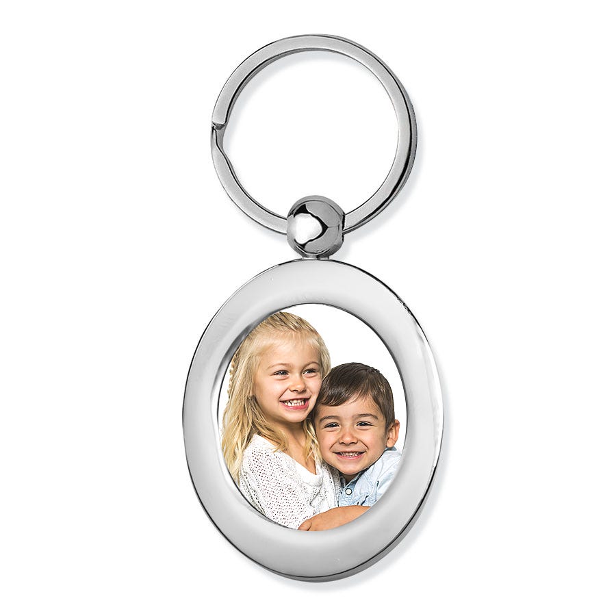 Stainless Steel Custom Fingerprint Oval Keychain