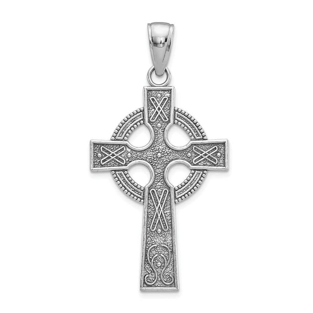 14k White Gold Celtic Cross Pendant
