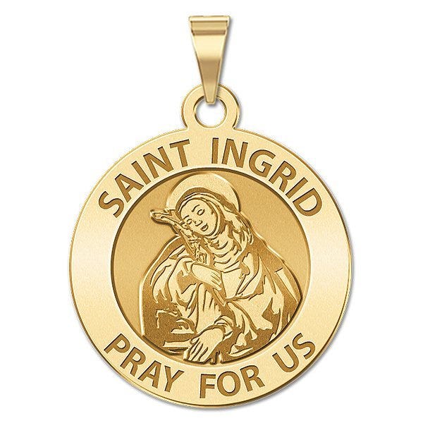 Saint Ingrid Round Religious Medal "EXCLUSIVE"