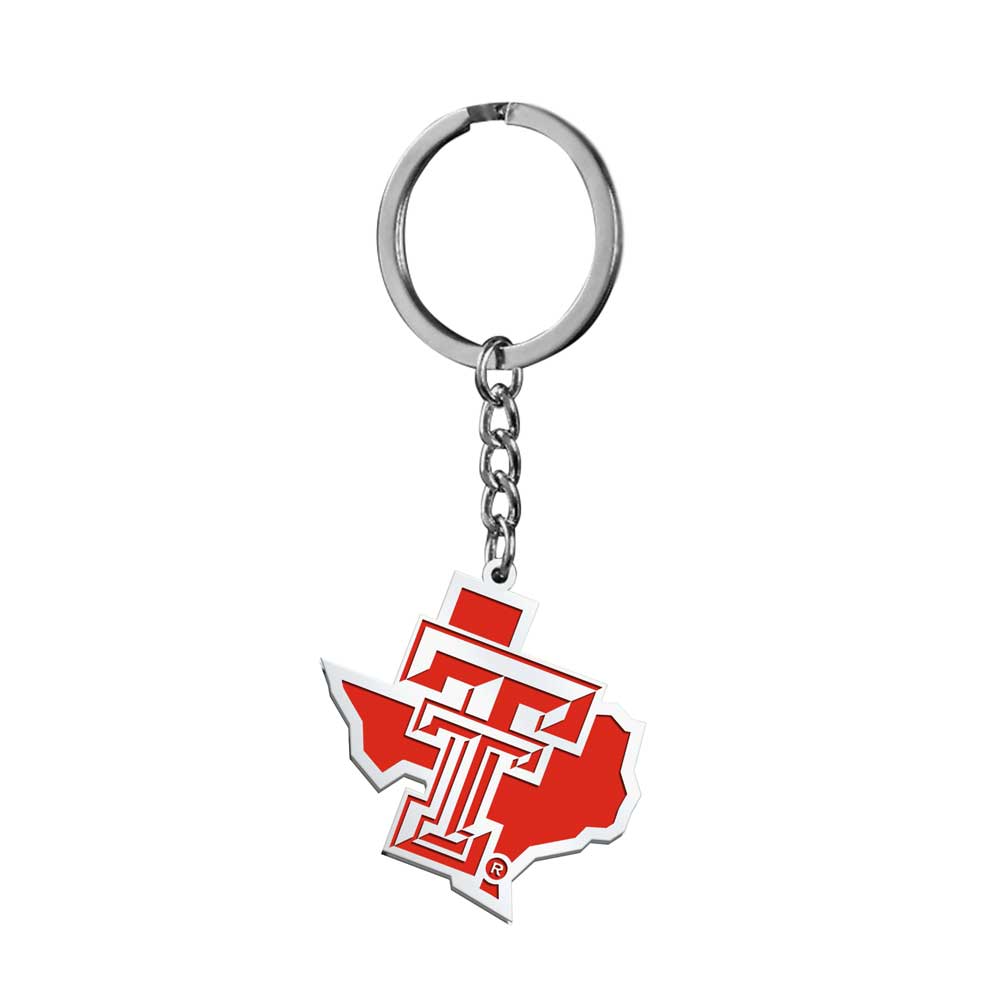 Texas Tech Color Enamel Outline Logo Keychain