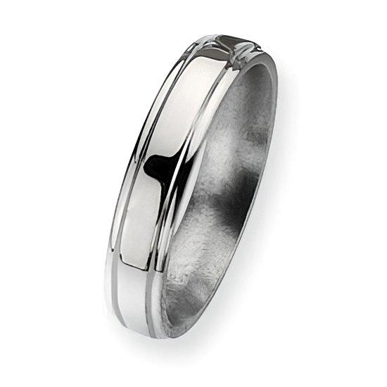 Titanium Ridged-Edge 5mm Polished Wedding Band