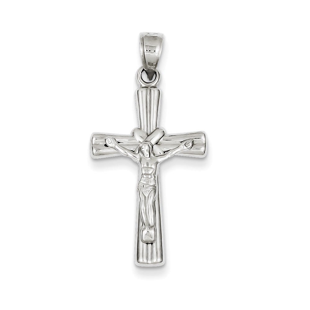 14k White Gold Reversible Crucifix /Cross Pendant