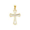 10k & Rhodium Diamond-Cut Cross Pendant