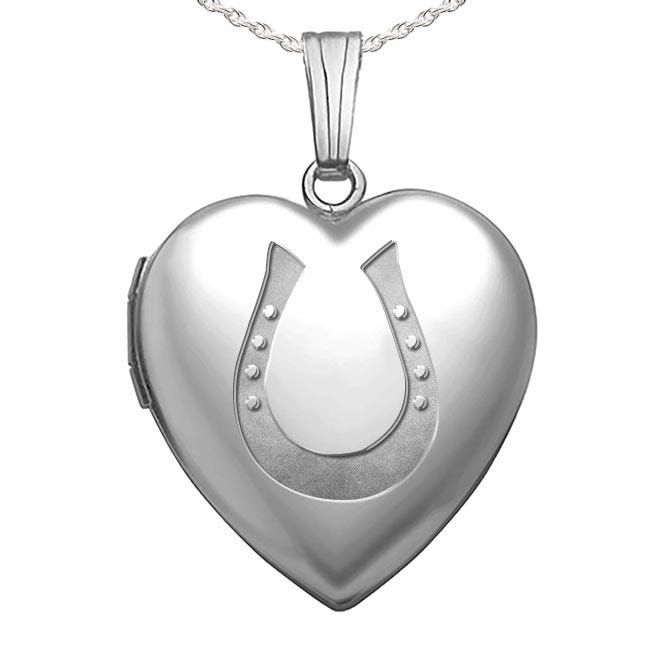 Silver Horseshoe Heart Photo Locket