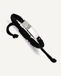 Custom Engraved Stainless Steel Men's Black Fabric ID Bracelet