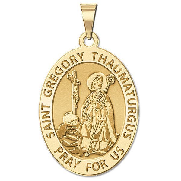 Saint Gregory Thaumaturgus Oval Religious Medal