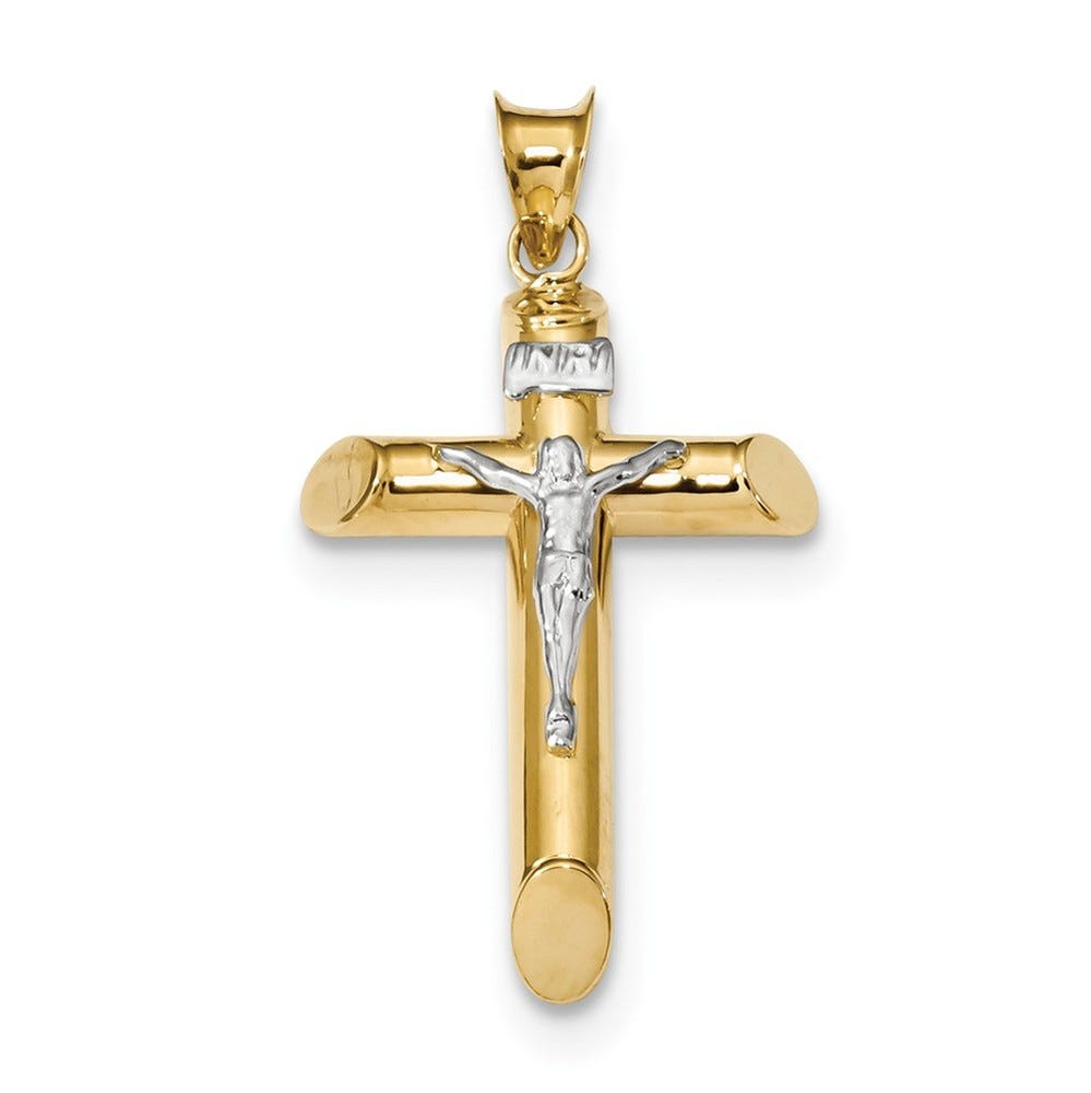 14k Two-Tone Polished Crucifix Pendant
