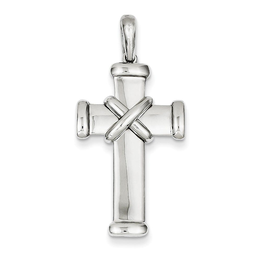 14k White Gold Latin Cross Pendant