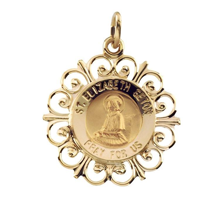 14K Yellow Gold Saint Elizabeth Seton Religious Medal