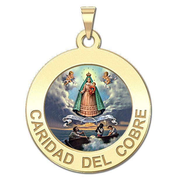 Caridad Del Cobre Round Religious Medal Color